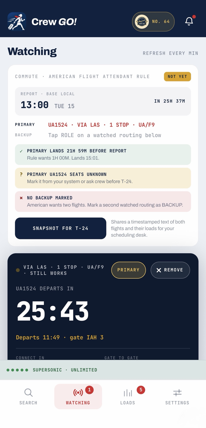 Commute check with report time, a primary routing and rule checks